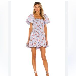 Floral puff sleeve smocked dress